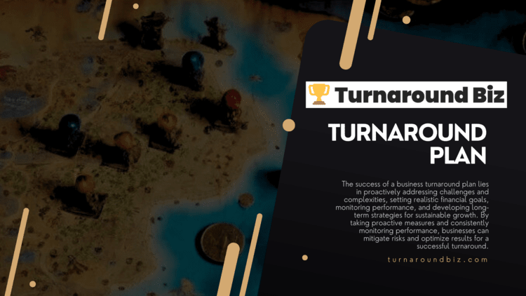 treasure map with points of interest, Turnaround Plan text along with blurb and turnaroundbiz.com website url