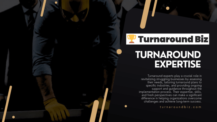 Turnaround Expert around business men with blurb about turnaround expertise and turnaroundbiz.com website url